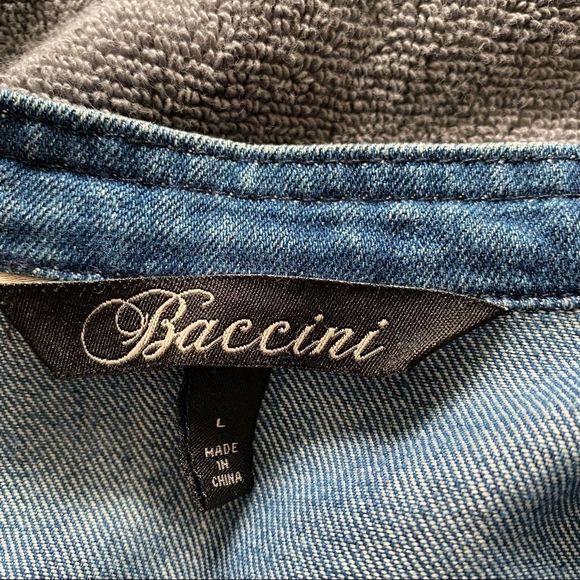 Vintage Baccini zipper front jean jacket L blue - Picture 4 of 8